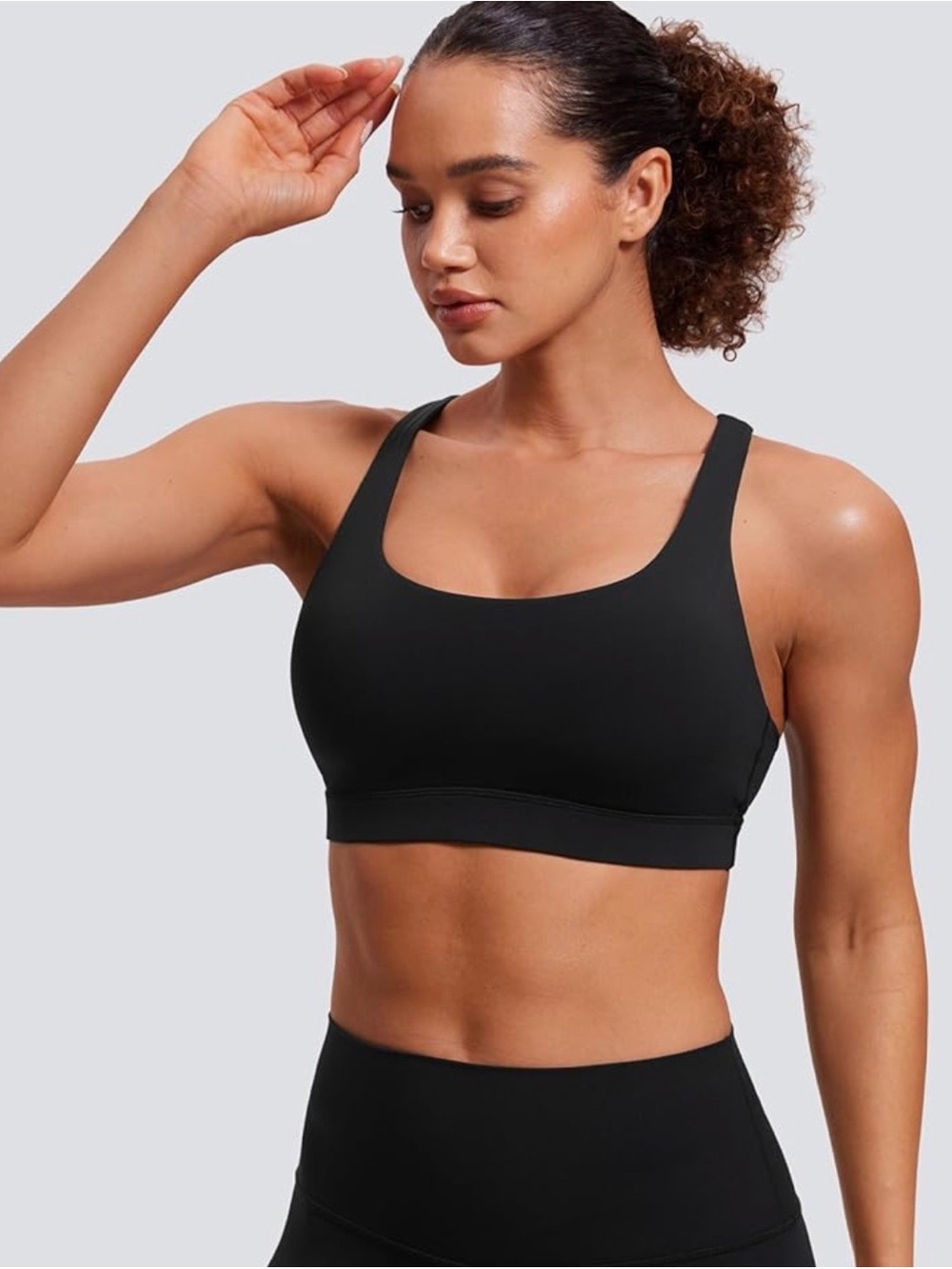 CRZ YOGA Black Seamless Scoop Sports Bra